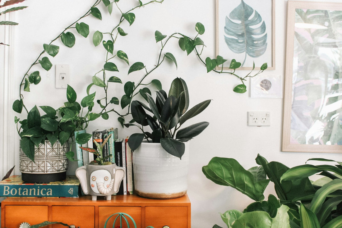 Interieur gestyled met zijden bloemen en planten