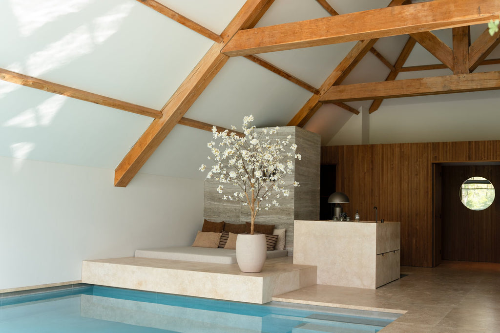 Zijden Bloesemboom Crème 180cm - sfeerbeeld in interieur