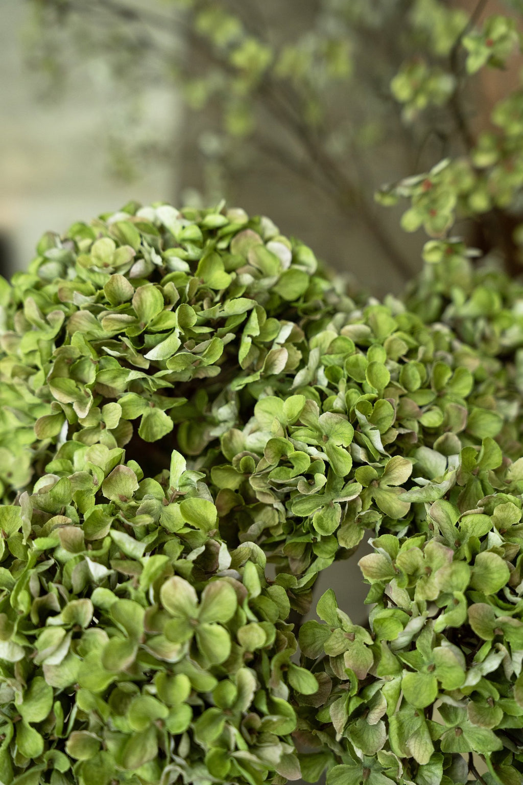 Zijden Hortensia Groen 65cm - sfeerbeeld in interieur